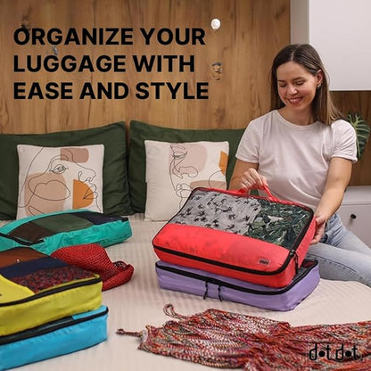 5pc Large Packing Cubes for Suitcases - Travel Packing Organizers for Carry on Suitcase - Luggage Packing Cubes for Travel - Packing Bags for Suitcases