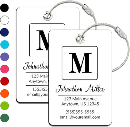 Personalized Luggage Tag | 2 Pack | Custom Luggage Tags for Suitcases | Kids Backpack Tag | 10 Color Options & Choose Font, Font Color