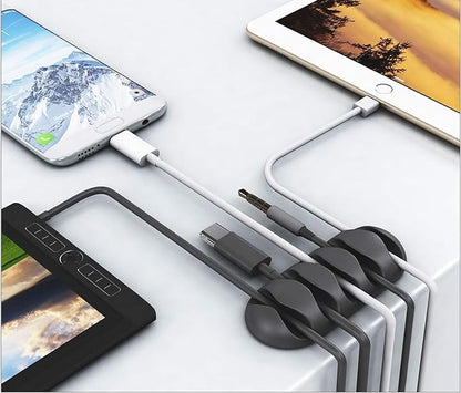 OHill Desk Cable Management Cord Organizer, 16 Pack White Self Adhesive Cord Holder Cable Clips, Ideal Cable Organizer Wire Keeper for Desk, Nightstand, Phone Charger, Computer, Home, Office, Car