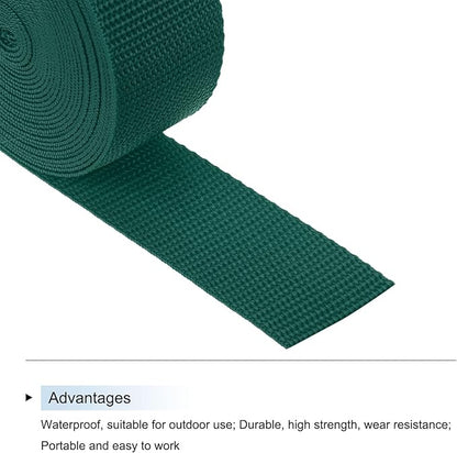 MECCANIXITY Lightweight Polypropylene Webbing Strap 1 1/2" 5 Yard Backpack Strapping Band Dark Green for Outdoor Luggage Cargo Straps