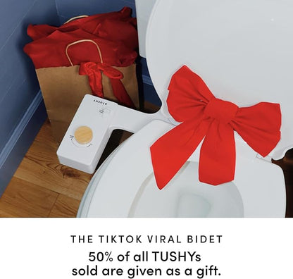 TUSHY Classic 3.0 Bidet Toilet Seat Attachment - A Non-Electric Self Cleaning Water Sprayer with Adjustable Water Pressure Nozzle, Angle Control & Easy Home Installation (Bamboo Knob)