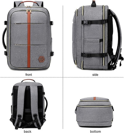 40L Travel Laptop Backpack for Women & Men, Airline Approved Carry On Luggage Overnight Bags, Waterproof Personal Item Bag, Weekender Essentials Backpacks Vacuum Backpack Gray