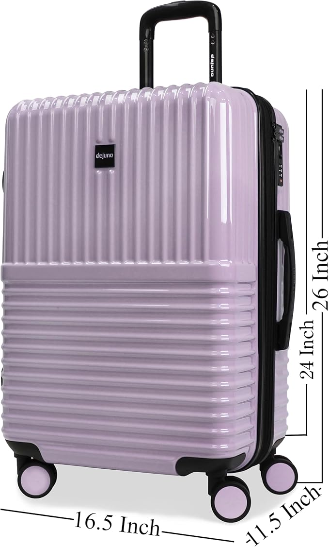 World Traveler Dejuno Tonal 24-Inch Polycarbonate Lightweight Hardside Expandable Spinner Luggage Suitcase with TSA Lock - Lavender