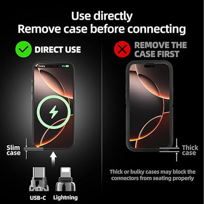 MFish 240W 4-in-1 Universal USB Charging Cable [2 Pack, 6.6ft] – Fast Charger Cord with USB-A, Dual USB-C & Lighting, for iPhone 14/15/16/17 Series, iPad & MacBook & More (2PACK, Black+White, 6.6Ft)