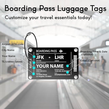 Luggage Tags for Suitcases: Boarding Pass Style Personalized Luggage Tags and Bags with Customizable Flight Details