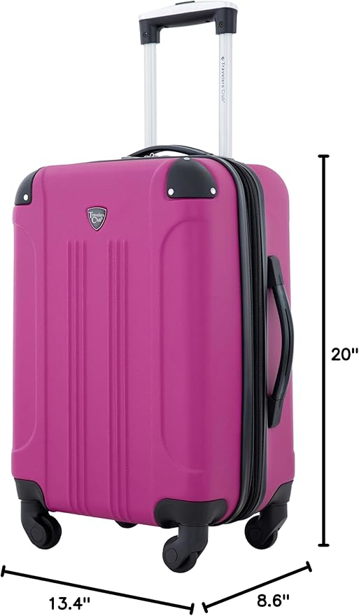 Travelers Club Chicago Hardside Expandable Spinner Luggage, Fuchsia, 20" Carry-On