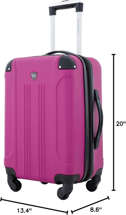 Travelers Club Chicago Hardside Expandable Spinner Luggage, Fuchsia, 20" Carry-On