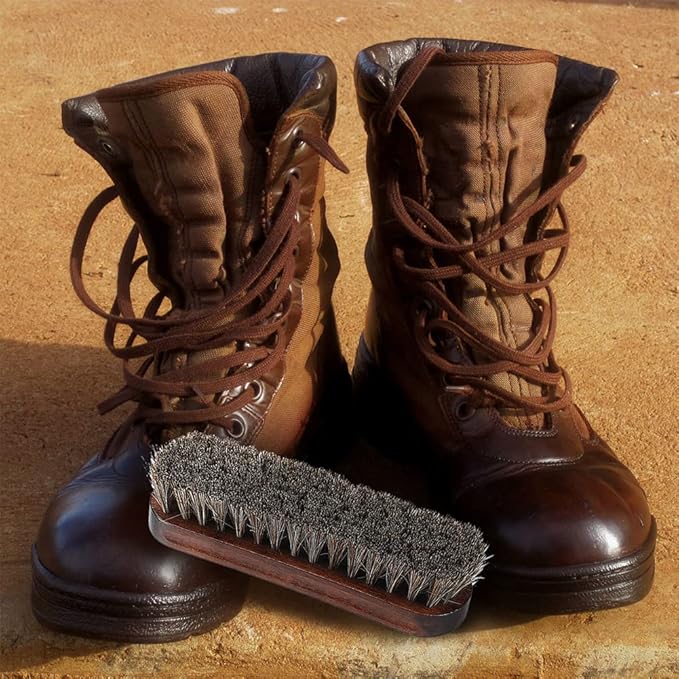 Horsehair Shoes Shine Brush, Soft Horse Hair Bristles Leather Clean & Care Brushes with Comfortable Grip for Shoes, Boots, Coats and Bags - 2 Pack