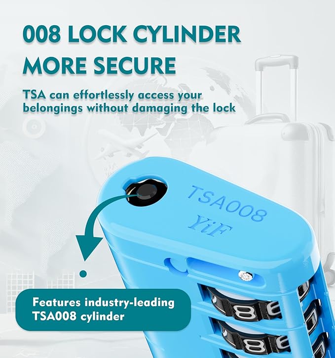ANVIL TSA Approved Luggage Locks – High Security TSA008 Combination Travel Locks with Inspection Indicator for Suitcases and Backpacks. (3, Bule)