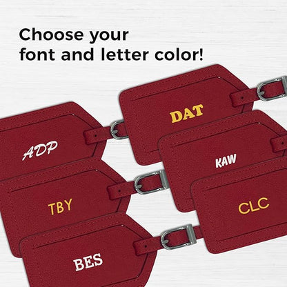 Personalized Monogrammed Leather Luggage Tags - 3 Pack