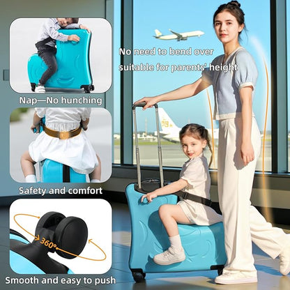 N-A Kids Ride On Suitcase with Wheels, Scooter Luggage for Toddlers Travel, Durable Children's Suitcase for Boys & Girls Ages 2-13 Years,20"