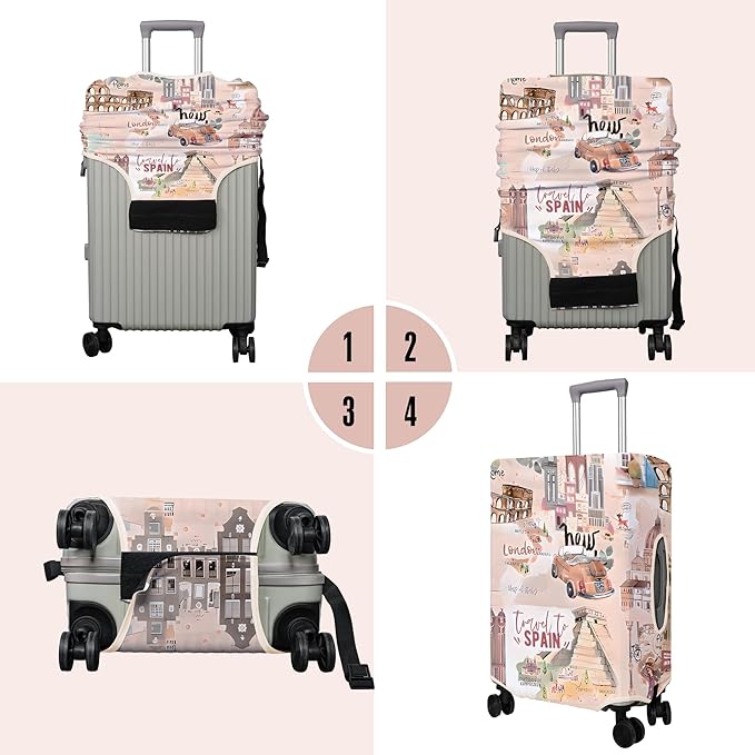 Travel Luggage Cover Suitcase Protector Fits 18-32 Inch Wheel Covers PatternedTravel Related Items Flower Luggage Protector Elastic M