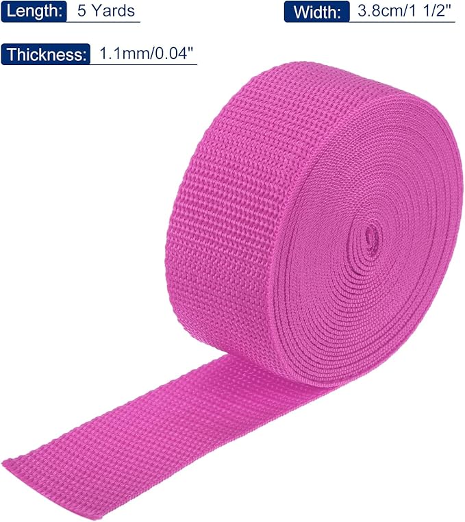 MECCANIXITY Lightweight Polypropylene Webbing Strap 1 1/2" 5 Yard Backpack Strapping Band Plum Red for Outdoor Luggage Cargo Straps