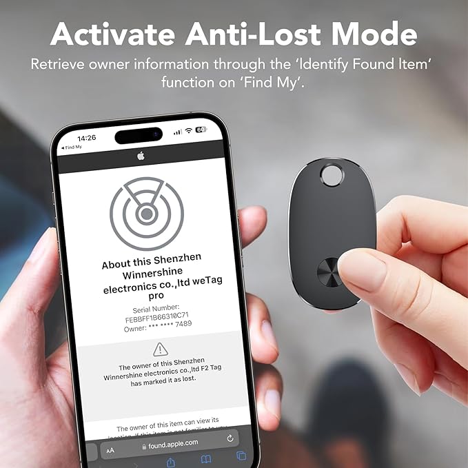 Tracker Tags-4 Pack, Bluetooth Tracker Works with Apple Find My APP (iOS Only), Keys Finder and Item Locator for Luggage, Backpack, Suitcases, Replaceable Battery, IP67 Waterproof weTag pro