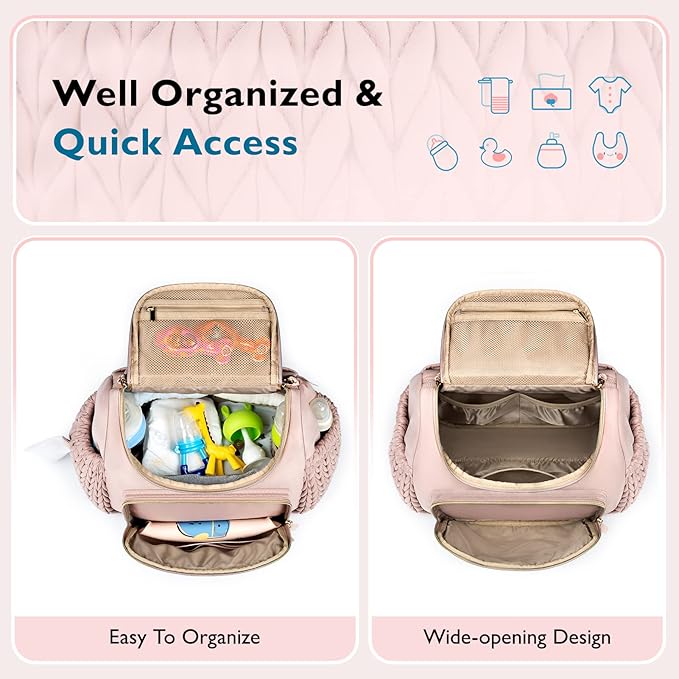 mommore Small Diaper Bag Diaper Backpack Stylish Toddler Baby Mini Maternity Bags Travel Backpacks with Insulated Pockets, Changing Pad, Stroller Straps