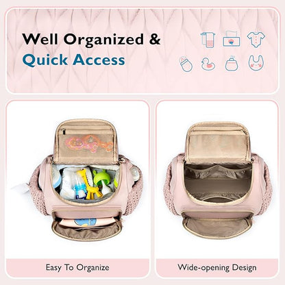 mommore Small Diaper Bag Diaper Backpack Stylish Toddler Baby Mini Maternity Bags Travel Backpacks with Insulated Pockets, Changing Pad, Stroller Straps