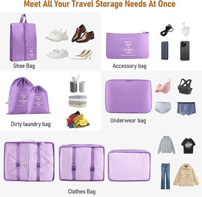 Packing Cubes for Travel - 8 Set Luggage Organizer Bags for Family, Mesh Breathable Packing Cubes for Suitcases Durable Travel Essentials Bags Set