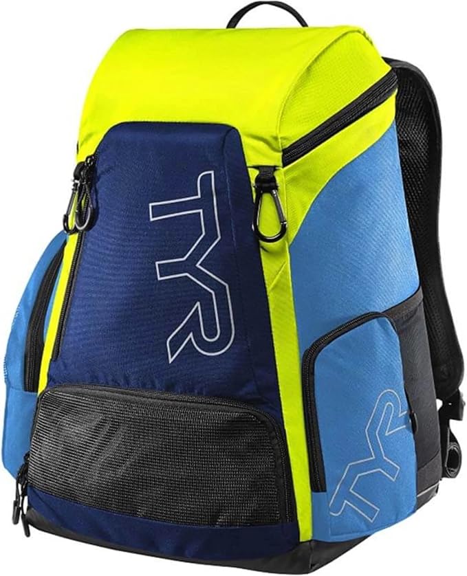TYR Alliance Backpack, 30L Capacity, Wet and Dry Compartments, Team Colors