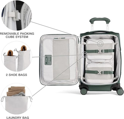 Travelpro VersaPack+ Lightweight Softside Expandable Carry on Luggage, 8 Spinner Suitcase, TSA Lock, Men and Women, Compact Carry On 20-Inch, Desert Sage Green