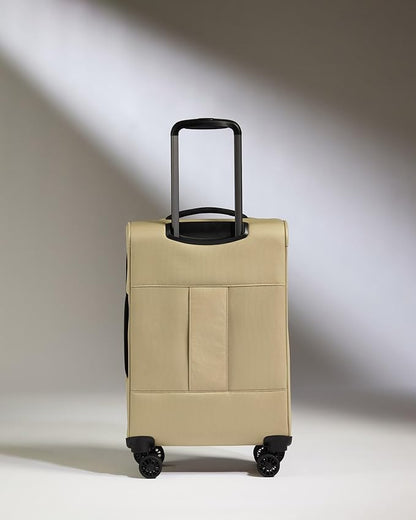 ANTLER - Soft Stripe Carry On Luggage 22x14x9 Airline Approved - Cabin Suitcase with Expander, Adjustable Handle, 4 Spinner Wheels, Lightweight, TSA Lock - Recycled Polyester Luggage - Sand Yellow