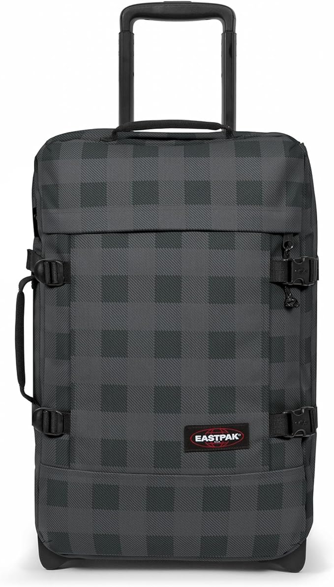 EASTPAK Tranverz S – 42L Large Wheeled Luggage with Dual Compartments, TSA Lock, Compression Straps & Smooth-Wheeling System, Checker Dark Grey