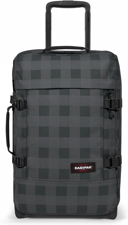 EASTPAK Tranverz S – 42L Large Wheeled Luggage with Dual Compartments, TSA Lock, Compression Straps & Smooth-Wheeling System, Checker Dark Grey