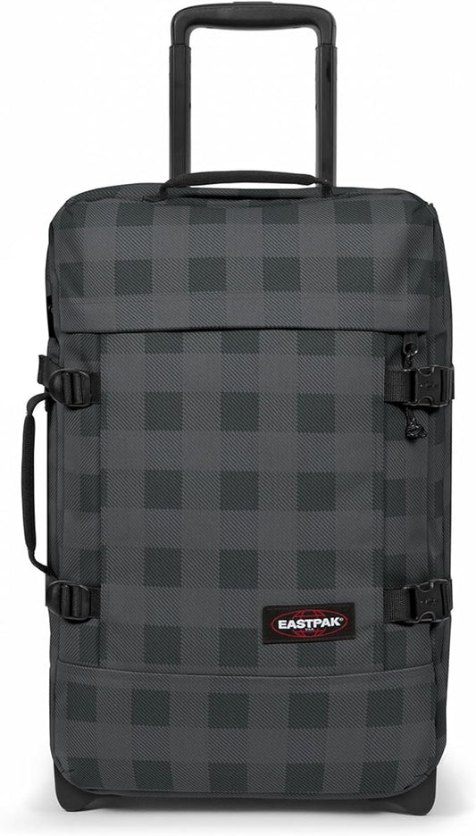 EASTPAK Tranverz S – 42L Large Wheeled Luggage with Dual Compartments, TSA Lock, Compression Straps & Smooth-Wheeling System, Checker Dark Grey