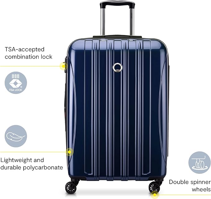 DELSEY PARIS Helium Aero Hardside Expandable Luggage with Spinner Wheels, Titanium, Checked-Medium 24 Inch