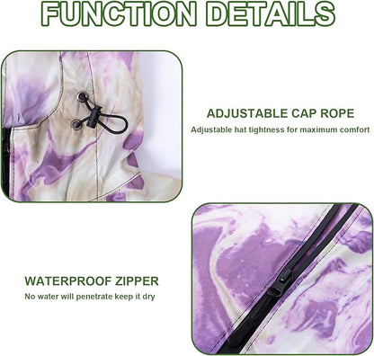 Hooded Rain Ponchos for Adult - Rain Coat and Rain Jacket with Waterproof Pocket and Zipper