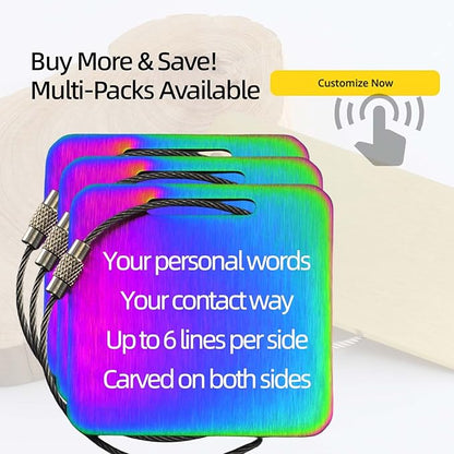 Sturdy Personalized Luggage Tags for Suitcases,Cruise Essentials Travel Tags for Luggage,Travel Bag Labels,Heavy-Duty Stainless Steel Colorfull Square Suitcases Tags no icon