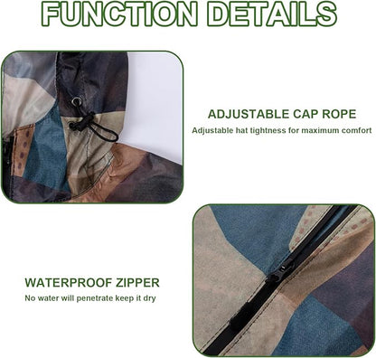 Hooded Rain Ponchos for Adult - Rain Coat and Rain Jacket with Waterproof Pocket and Zipper