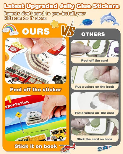 Activity Books for Kids Ages 3-5, Montessori Busy Book & Tracing Books & Jelly Stickers 3-in-1, Preschool Learning Book with 35 thems,Autism Sensory Toys, Travel Game,Christmas Birthday Gifts