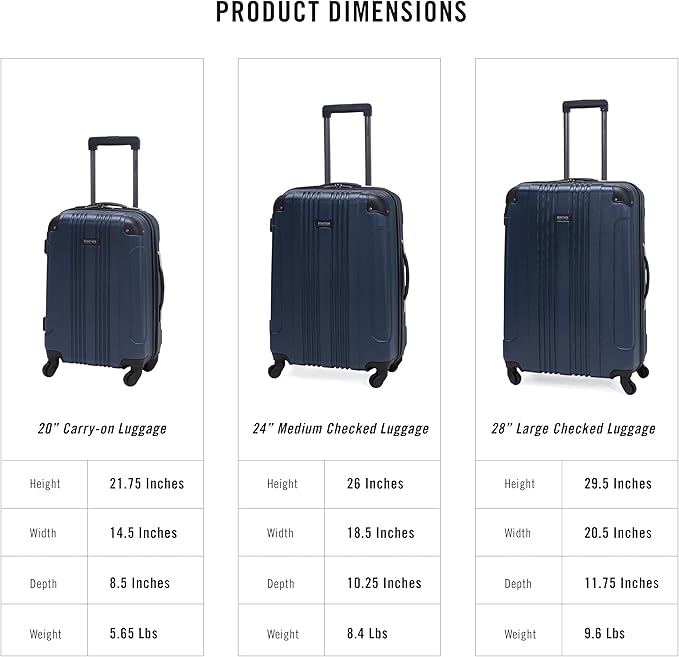 Kenneth Cole REACTION Out of Bounds Lightweight Hardshell 4-Wheel Spinner Luggage, Naval, 28-Inch Checked