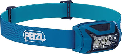 PETZL ACTIK Headlamp - Powerful 450 Lumen Light with Red Lighting, for Hiking, Climbing, Running, and Camping - Blue