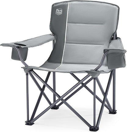 Timber Ridge 550 LBS Oversized Folding Camping Chair for Adults, Heavy Duty with Cup Holder Side Pocket for Camping, Lawn, Picnic, Grey