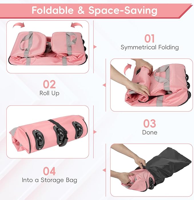 116L Foldable Rolling Duffel Bag with 3 Wheels And Handle, 30 inch Large Travel Duffle Bag for Travel, Camping, Outdoors