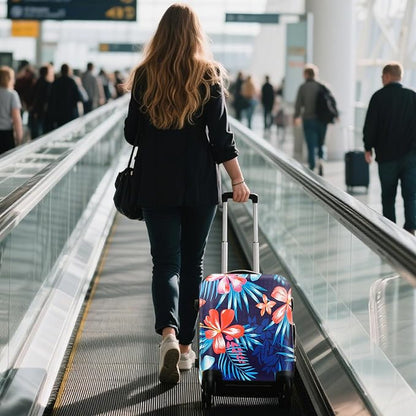 WUJIAONIAO Travel Luggage Cover Baggage Suitcase Cover Protector Skins 18-32 Inch (Flower, L (for 25-28 inch luggage))