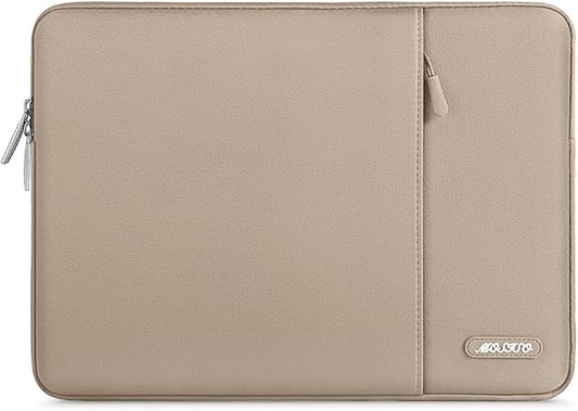 MOSISO Laptop Case 13.3 inch, 13-13.3 inch Laptop Sleeve Compatible with MacBook Air/Pro 13/Pro 14 M5 M4 M3 M2 M1, HP Dell ASUS Lenovo,Polyester Vertical Computer Sleeve Bag with Pocket, Taupe Brown