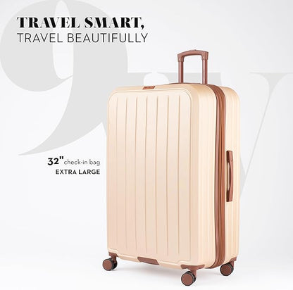 Nine West Bali 32 inch Luggage with Spinner Wheels – Champagne Hardshell Extra Large Suitcases for Travel with Packing & Laundry Bag – Large Lightweight Suitcase with Wheels – Checked Luggage