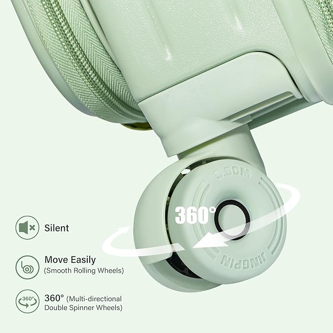 Luggage Sets 2 Piece Top Opening PC Hardside Suitcase with Spinner Wheel TSA Luggage(white)