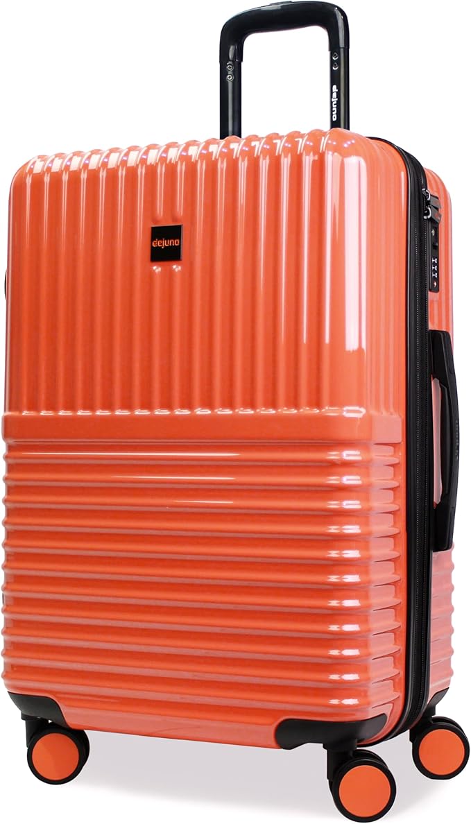 World Traveler Dejuno Tonal 24-Inch Polycarbonate Lightweight Hardside Expandable Spinner Luggage Suitcase with TSA Lock - Coral