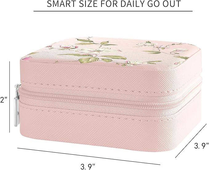MAYCARI Jewelry Box with Cute Floral Flower Pattern Design, PU Leather Jewelry Travel Organizer Case-Rings/Earrings/Necklace Storage Box for Women Birthday Mom Friends Her Bridesmaids Girls s