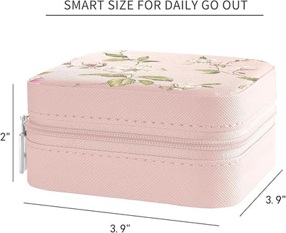 MAYCARI Jewelry Box with Cute Floral Flower Pattern Design, PU Leather Jewelry Travel Organizer Case-Rings/Earrings/Necklace Storage Box for Women Birthday Mom Friends Her Bridesmaids Girls s