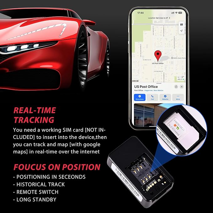 Mini GPS Tracker for Vehicles No Monthly Fee - Real-time Wireless Hidden GPS Trackers Device for Car with Smart Phone app