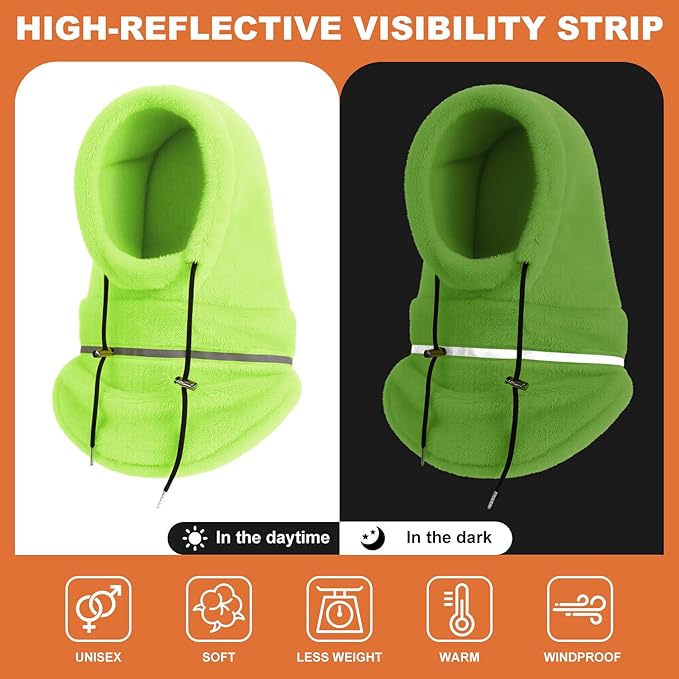 4 Pcs Winter High Visibility Reflective Fleece Balaclava Mask Winter Thermal Full Face Ski Mask Neck Cover Adjustable for Men Women Windproof Outdoor Motorcycle Multicolor