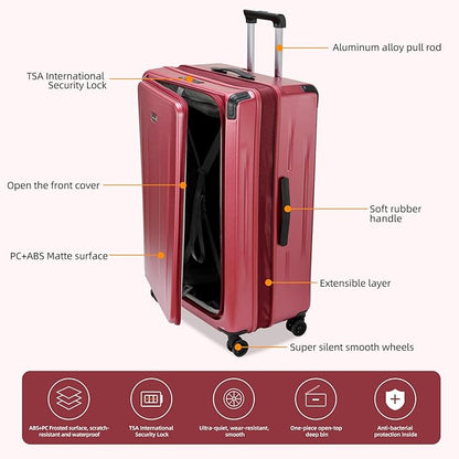 Premium 29 Inch Luggage, Top Opening Aluminum Frame Airline Approved ABS+PC Hard Shell Suitcases with Silent Wheels, TSA Lock, Front Pocket and Wet-dry Separated Six-piece set