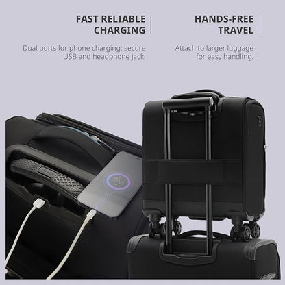 Verage 14-Inch Underseat Carry On Luggage with Spinner Wheels & USB Charging Port, Wheeled Suitcase for Airlines, Lightweight Overnight Bag for Men and Women (14-Inch Compact Underseat Pro)