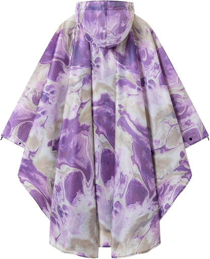 Hooded Rain Ponchos for Adult - Rain Coat and Rain Jacket with Waterproof Pocket and Zipper