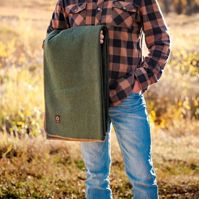 Arcturus Military Wool Blanket - Warm, Thick, Washable - Great for Outdoors, Camping, Stadium Blanket, Picnics, Travel - Car & Bushcraft Survival Kits