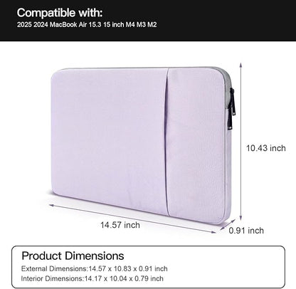 CaseBuy MacBook Air 15 inch Sleeve Water-Resistant Protective Case for 2025 2024 MacBook Air 15 M2 M3 M4 Chip A2941 A3241 Laptop Carrying Case Cover Slim Traveling Accessories Bag -Purple